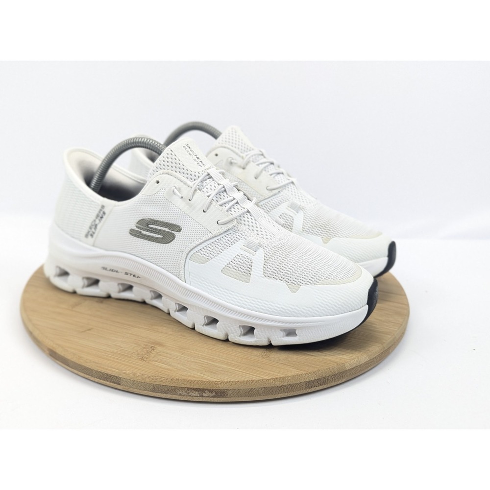 Sketchers Hands Free Shoes Womans 10 White Slip Ins Glide Step Athletic Sneakers